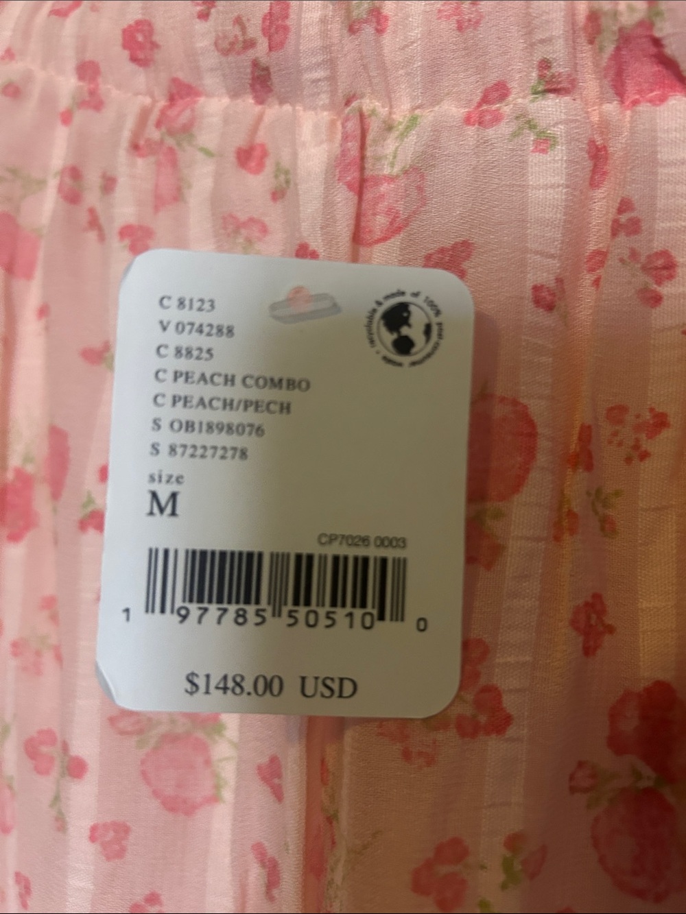 Free People Emmaline Peach Floral Ruffle Wide Pants - Picture 4 of 4